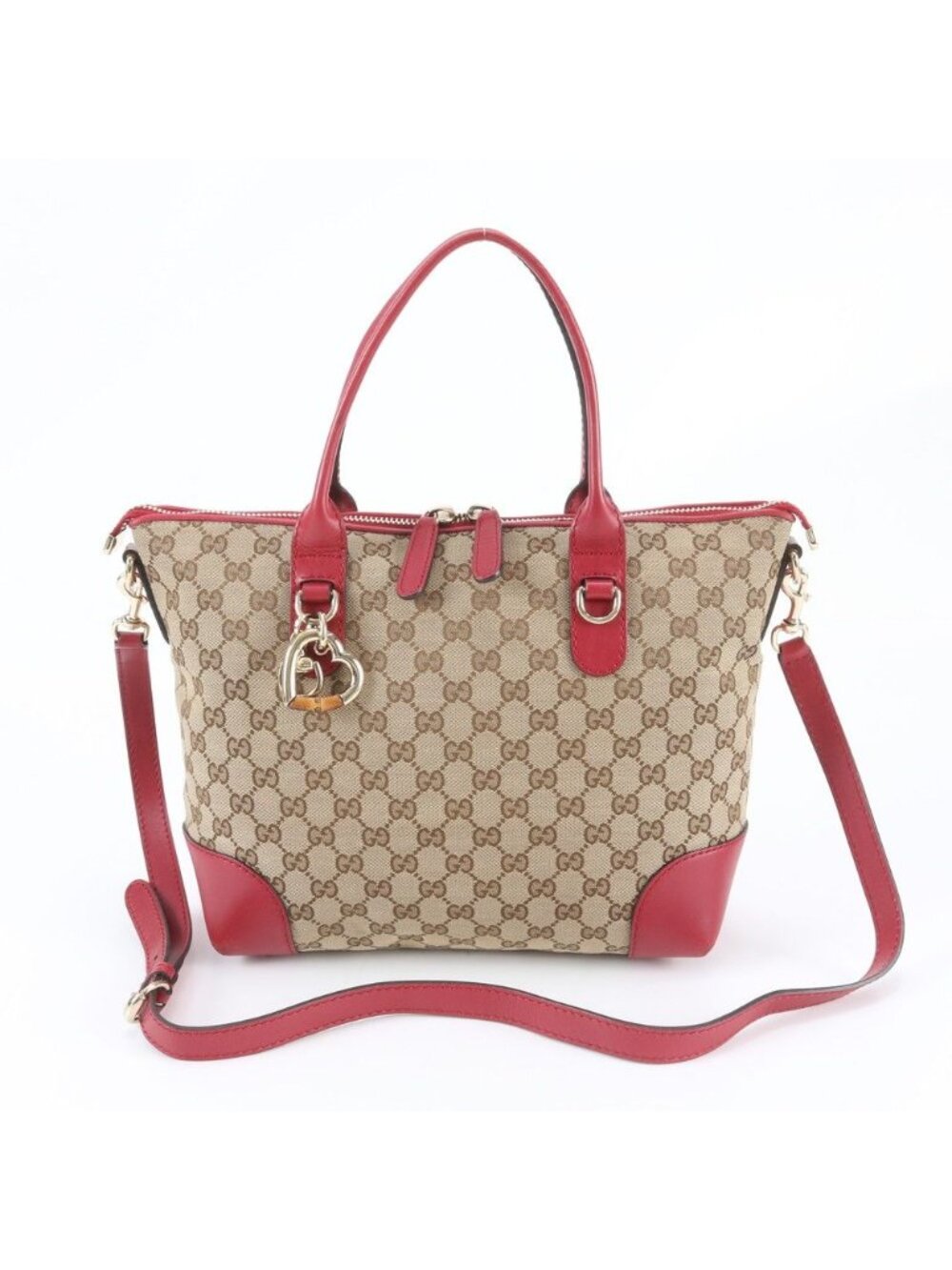 Gucci GG Canvas Heartbit Leather 2-Way Shoulder Bag Crossbody